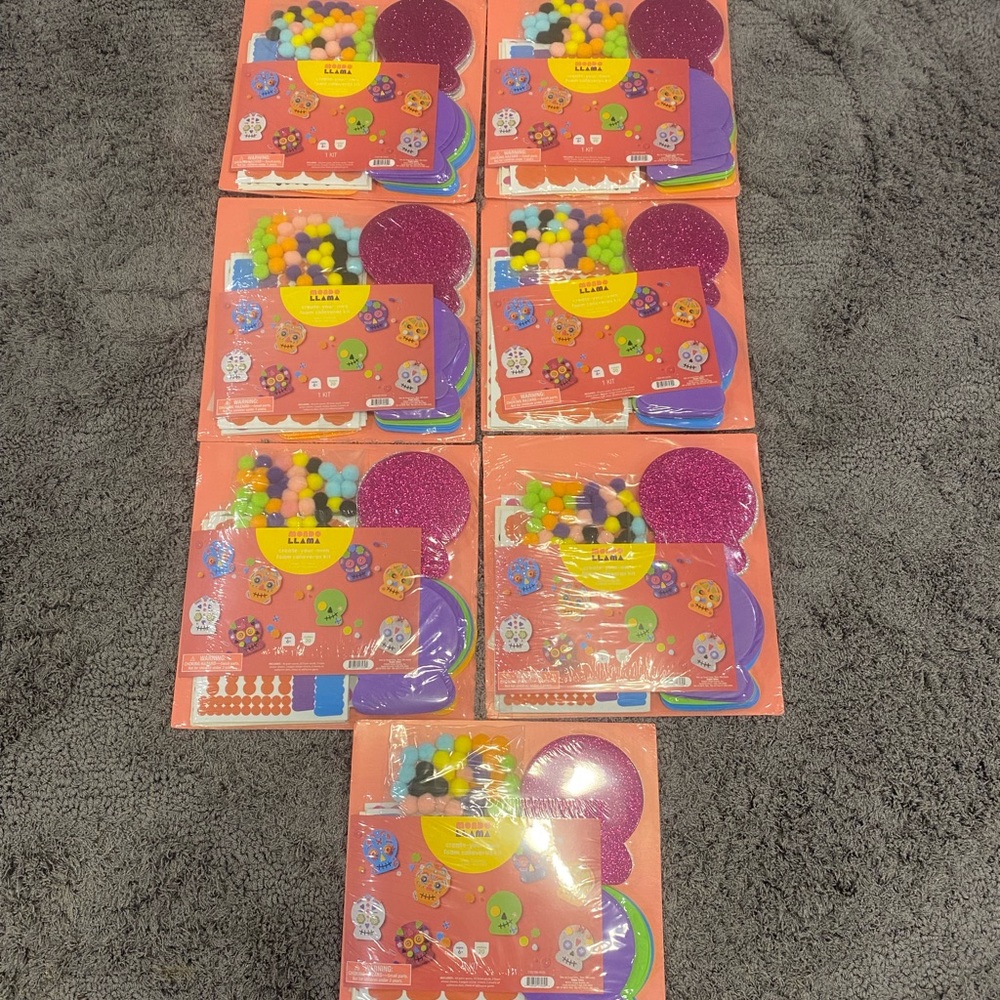 7 Sets of Mondo Llama Create Your Own Foam Calaveras Kits